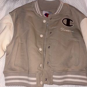 Champion Kids Beige and Cream Varsity Jacket